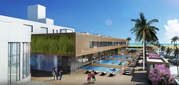 SLS Hotel at South Beach pool deck rendering